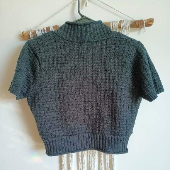 Cute Short Sleeve Knit Black Sweater Cardigan - Picture 6 of 8